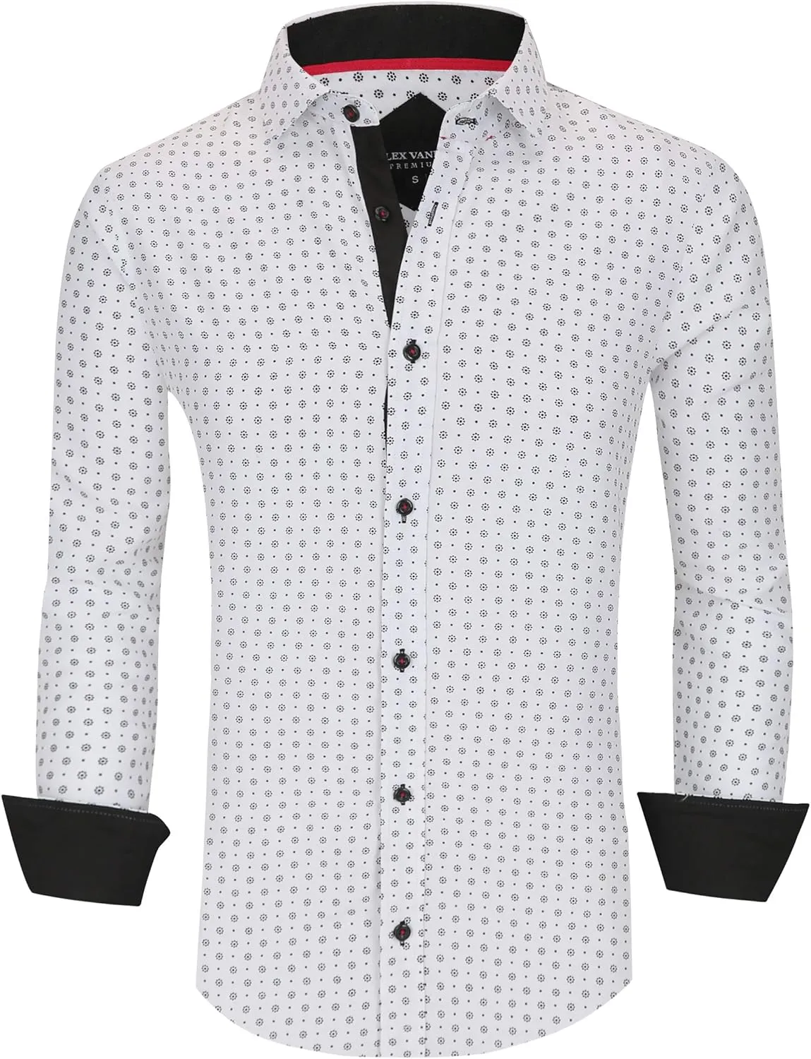 Alex Vando Mens Printed Dress Shirts Long Sleeve Regular Fit Button Down Shirt