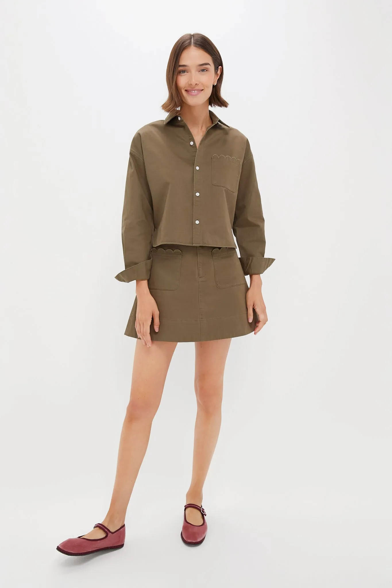 Army Green Chino Cropped Jasper Button Down