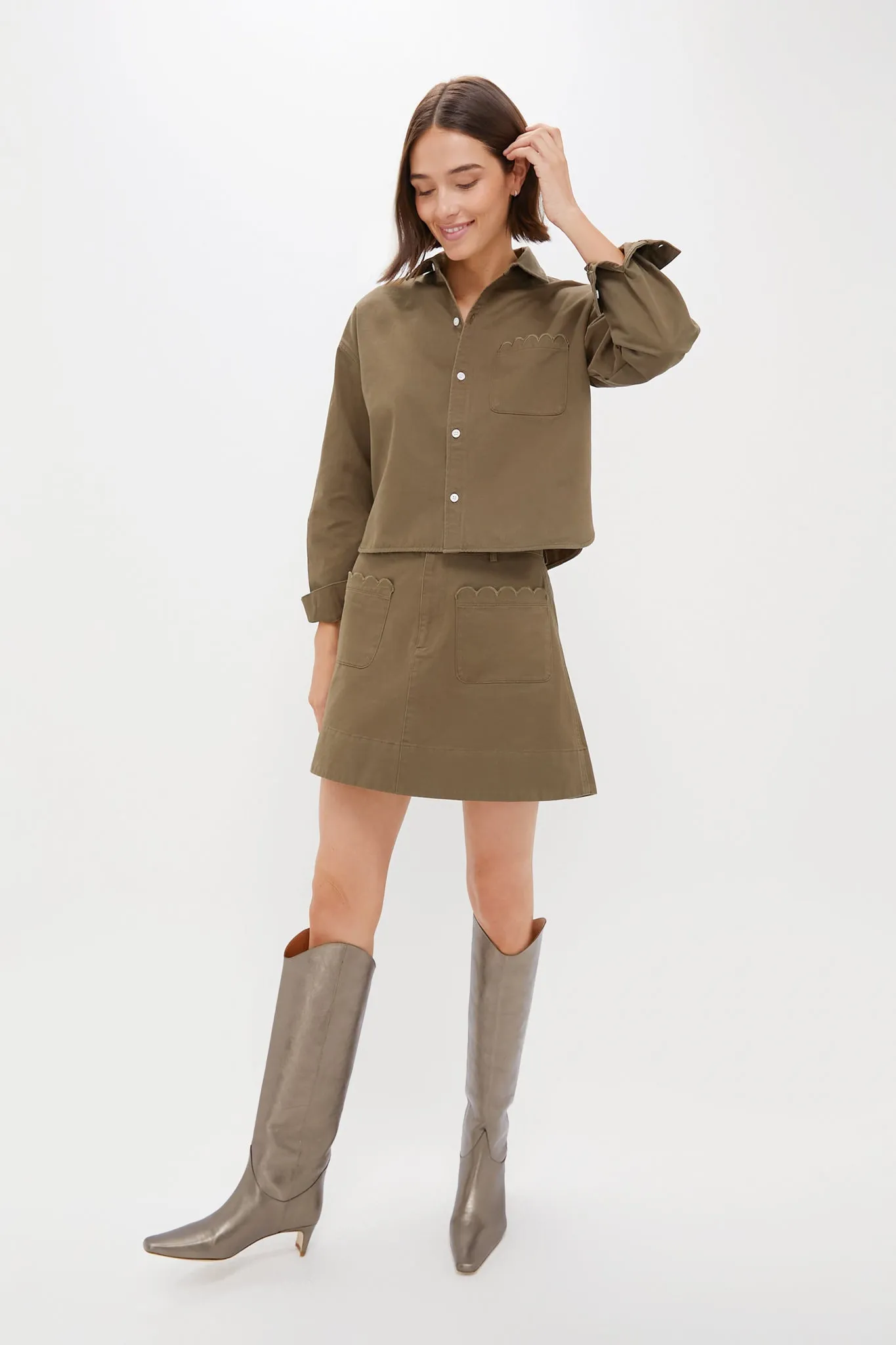 Army Green Chino Cropped Jasper Button Down