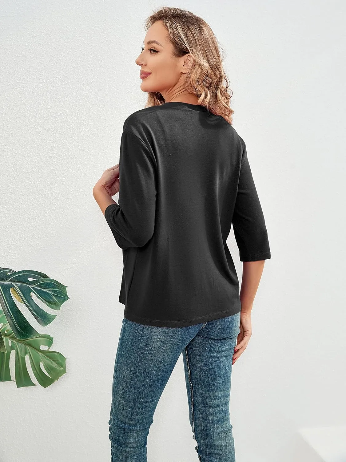 BENANCY Women 3/4 Sleeves Bolero Shrugs Open Front Lightweight Cardigan