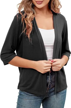 BENANCY Women 3/4 Sleeves Bolero Shrugs Open Front Lightweight Cardigan