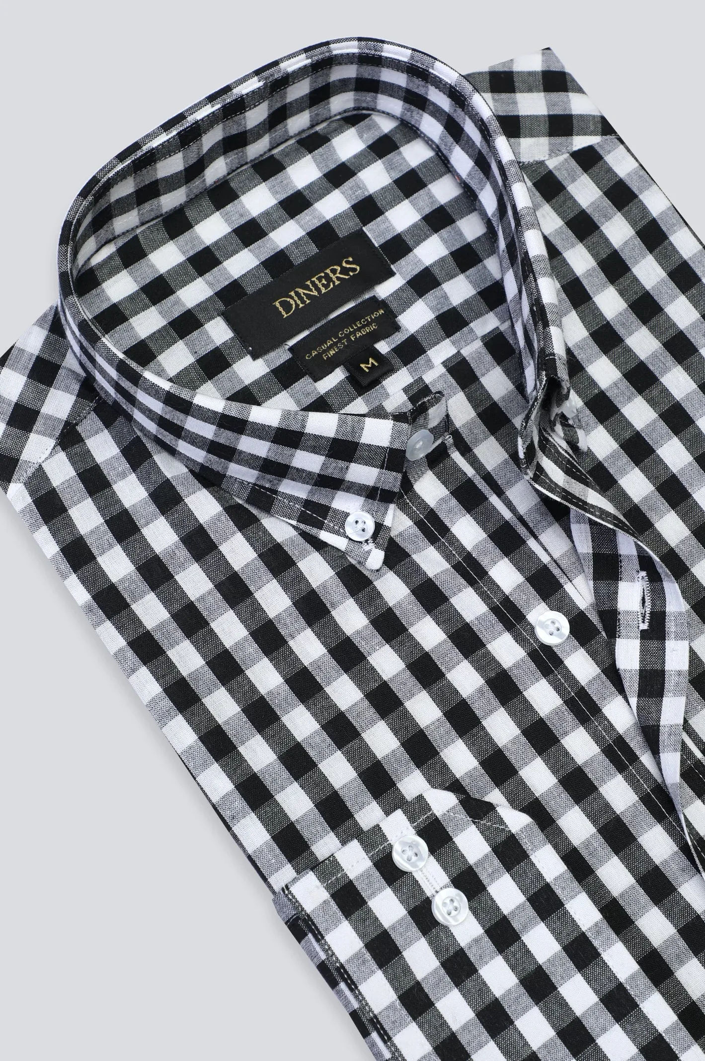 Black Gingham Casual Shirt
