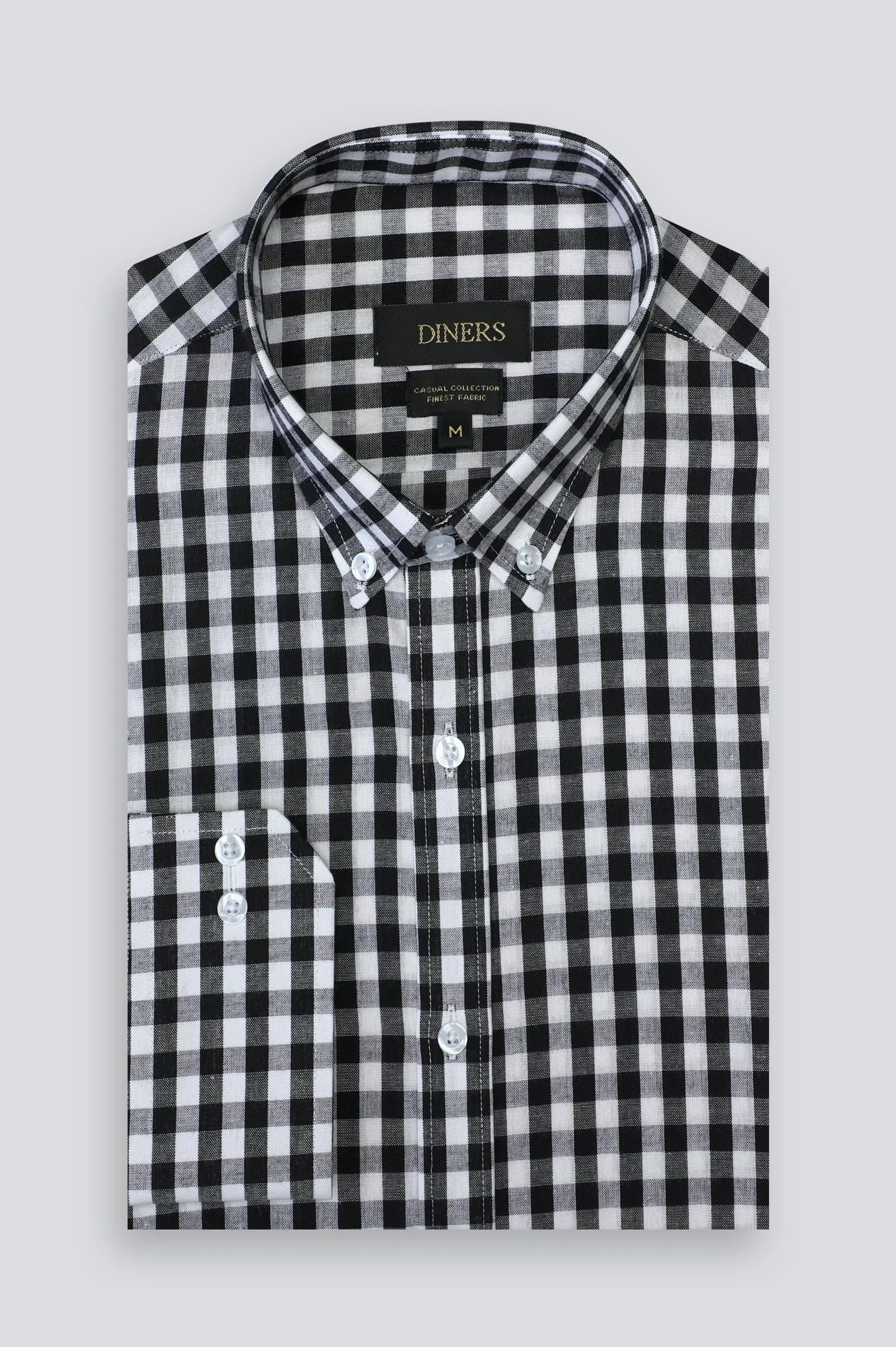 Black Gingham Casual Shirt
