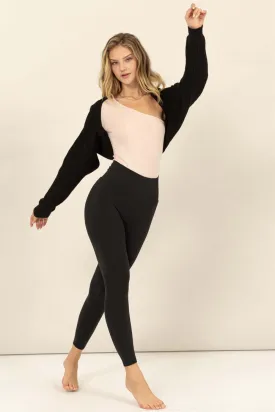 Black Ribbed Knit Bolero Cardigan