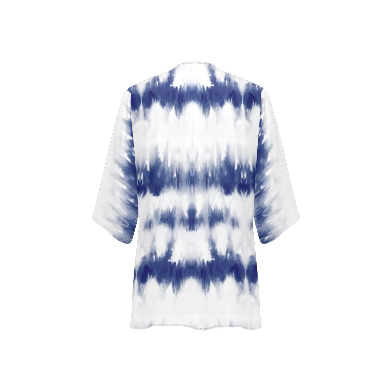 Blue Tie-Dye Women's Chiffon Kimono