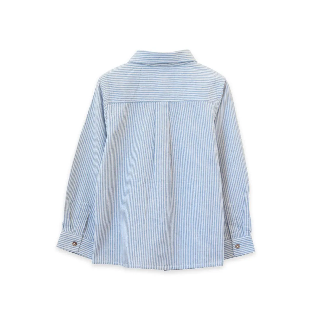 Boys Blue Strip Collar Buttondown Shirt