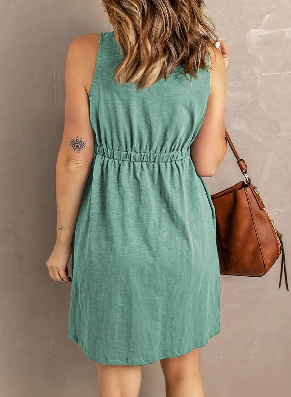BTFBM Women Sleeveless Summer Dress 2025 Crewneck Ribbed Knit Ruffle Swing Button Down Beach Sun Mini Tank Short Dresses