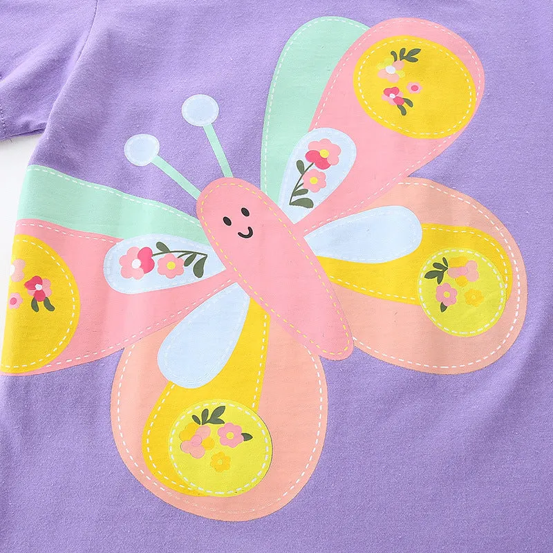 Butterfly Print round Neck Pullover Top