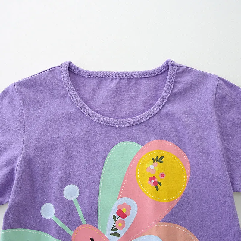 Butterfly Print round Neck Pullover Top