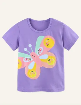Butterfly Print round Neck Pullover Top