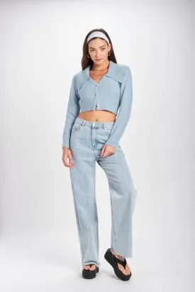 Collared Cropped Cardigan