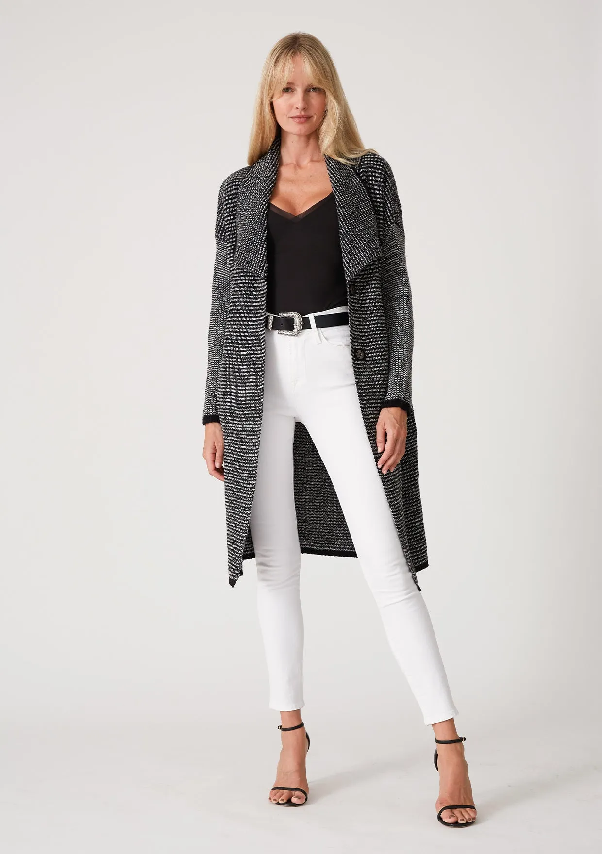 Contrasting Collared Drop Shoulder Duster Cardigan