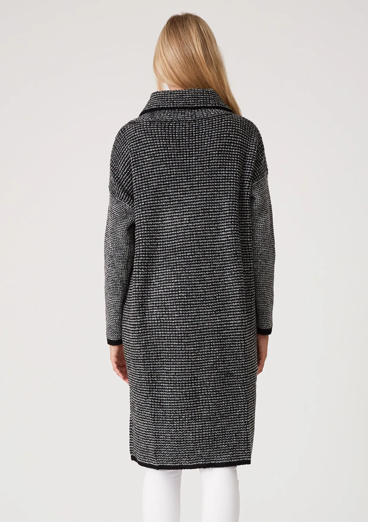 Contrasting Collared Drop Shoulder Duster Cardigan