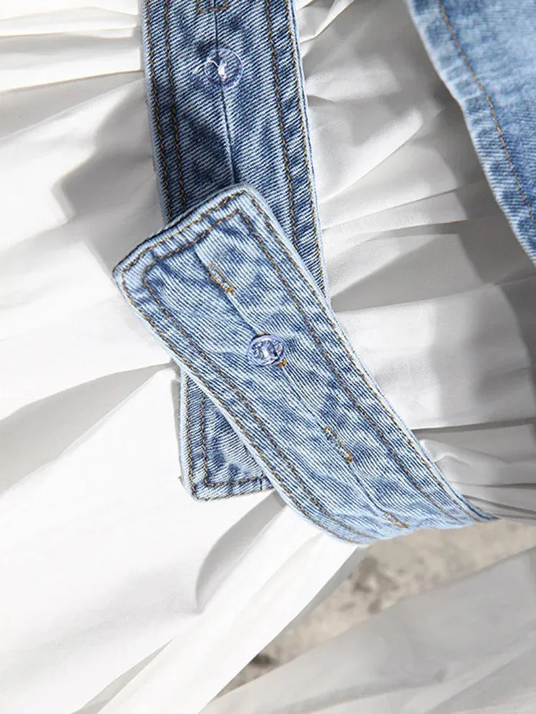 CRISS CROSS DENIM VEST and blouse
