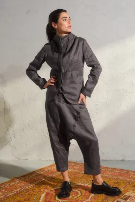 Dark grey linen blazer women's