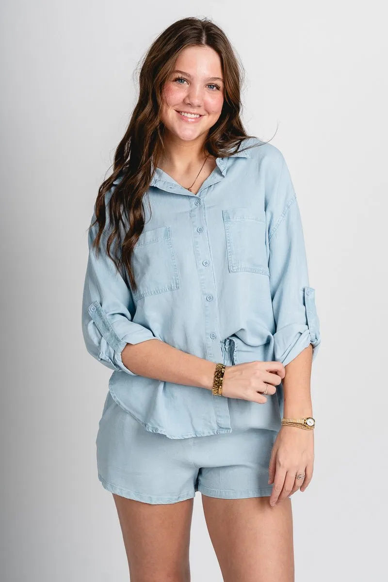 Denim tencel top light blue