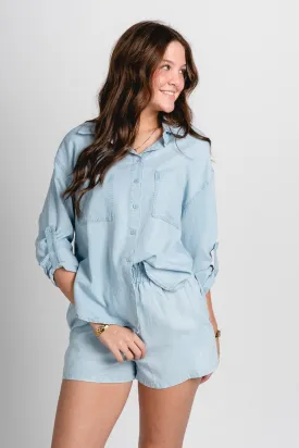 Denim tencel top light blue