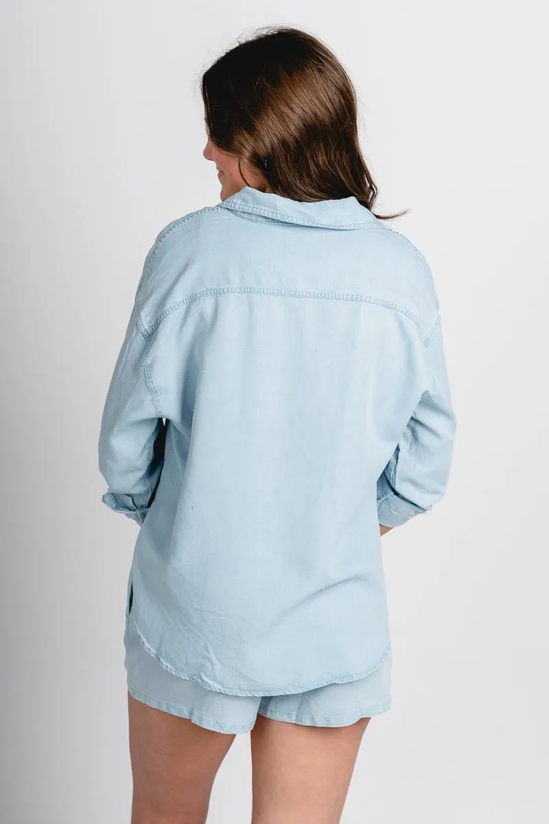 Denim tencel top light blue