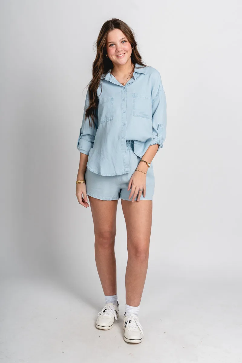 Denim tencel top light blue