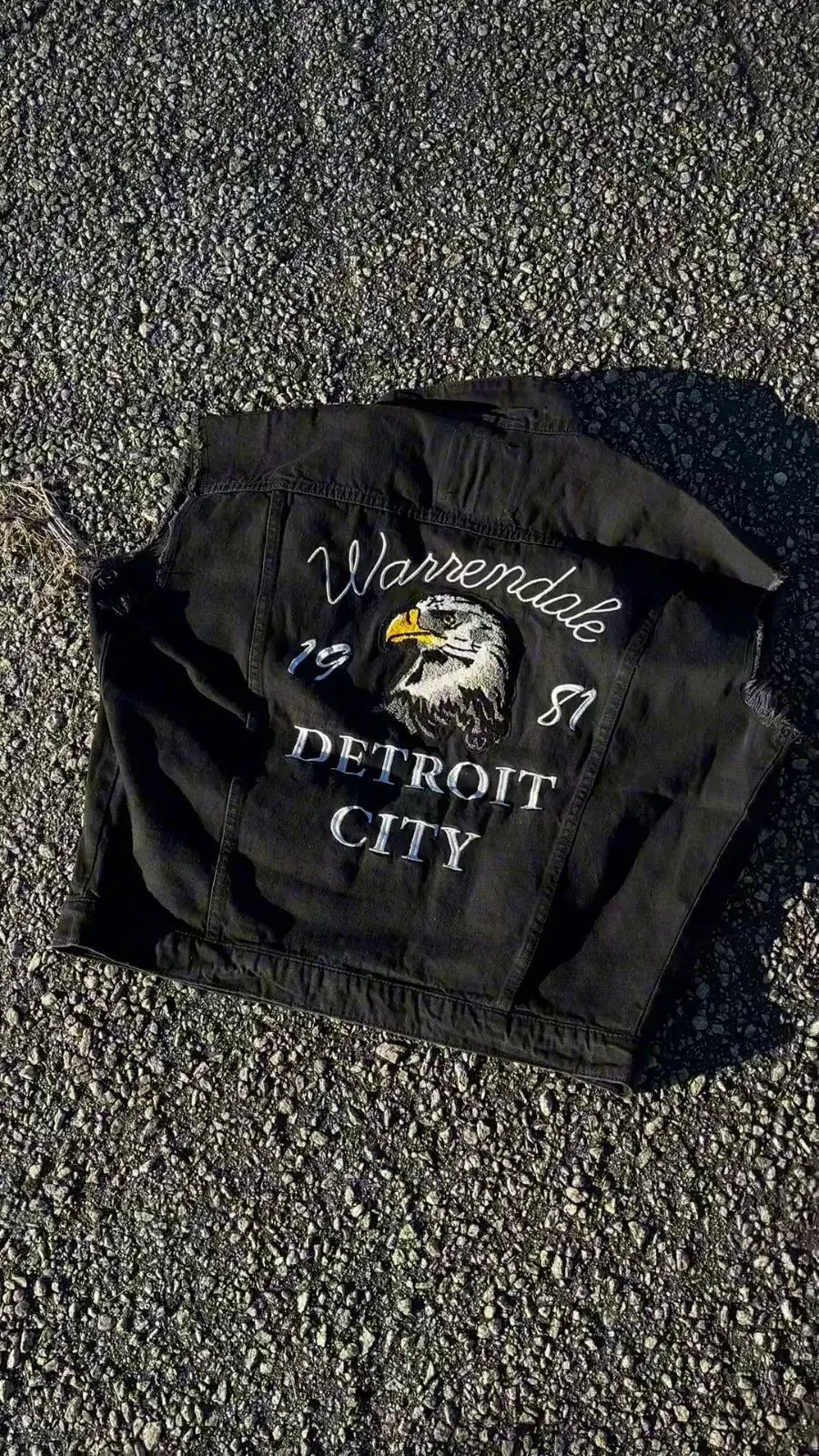 Detroit City Eagle Black Denim Vest Men | El Denim Vol. 1: Highway | Weave Wardrobe