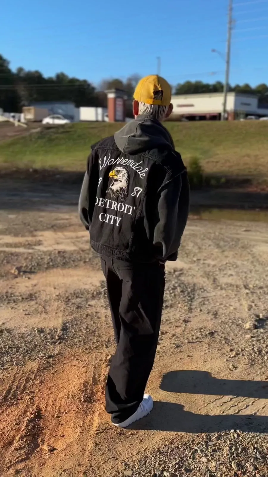 Detroit City Eagle Black Denim Vest Men | El Denim Vol. 1: Highway | Weave Wardrobe