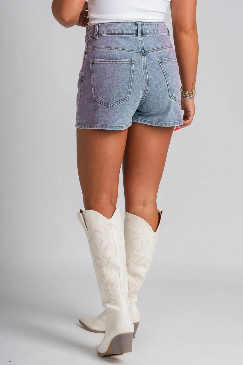 Dyed denim shorts pink/denim