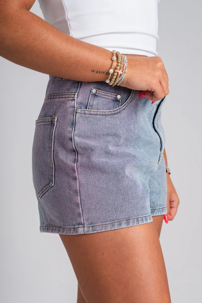 Dyed denim shorts pink/denim