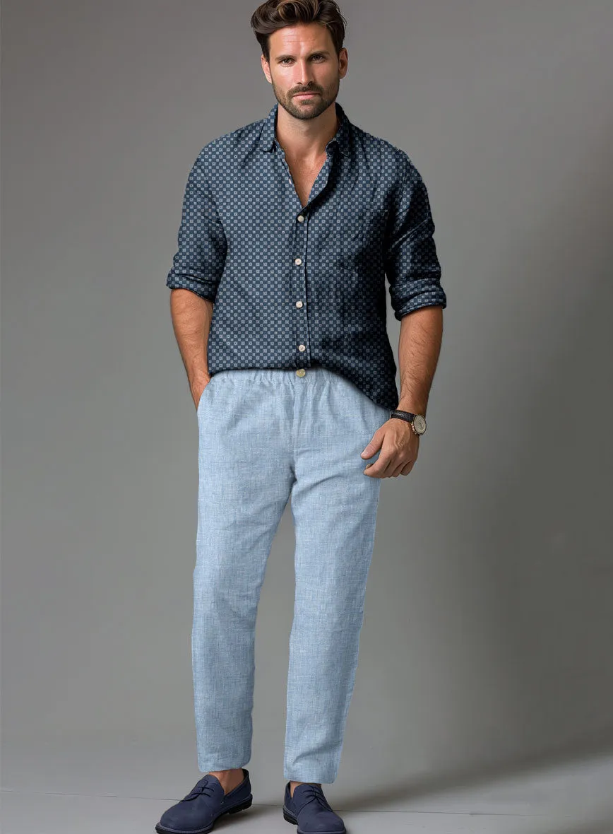 Easy Pants Tropical Blue Linen