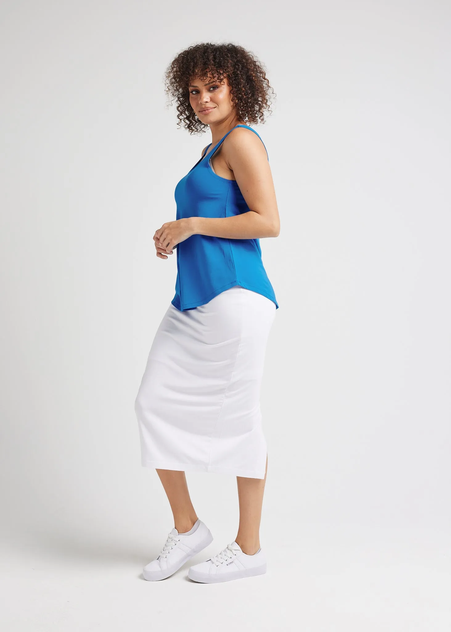 Ellie Sleeveless Bamboo Singlet Top - Cobalt