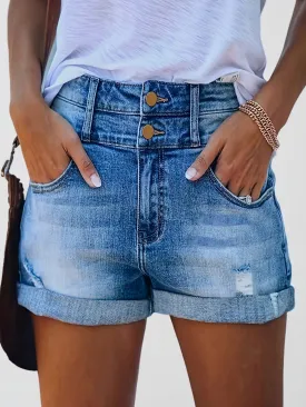 Emily™ High Stretch Ripped Denim Shorts