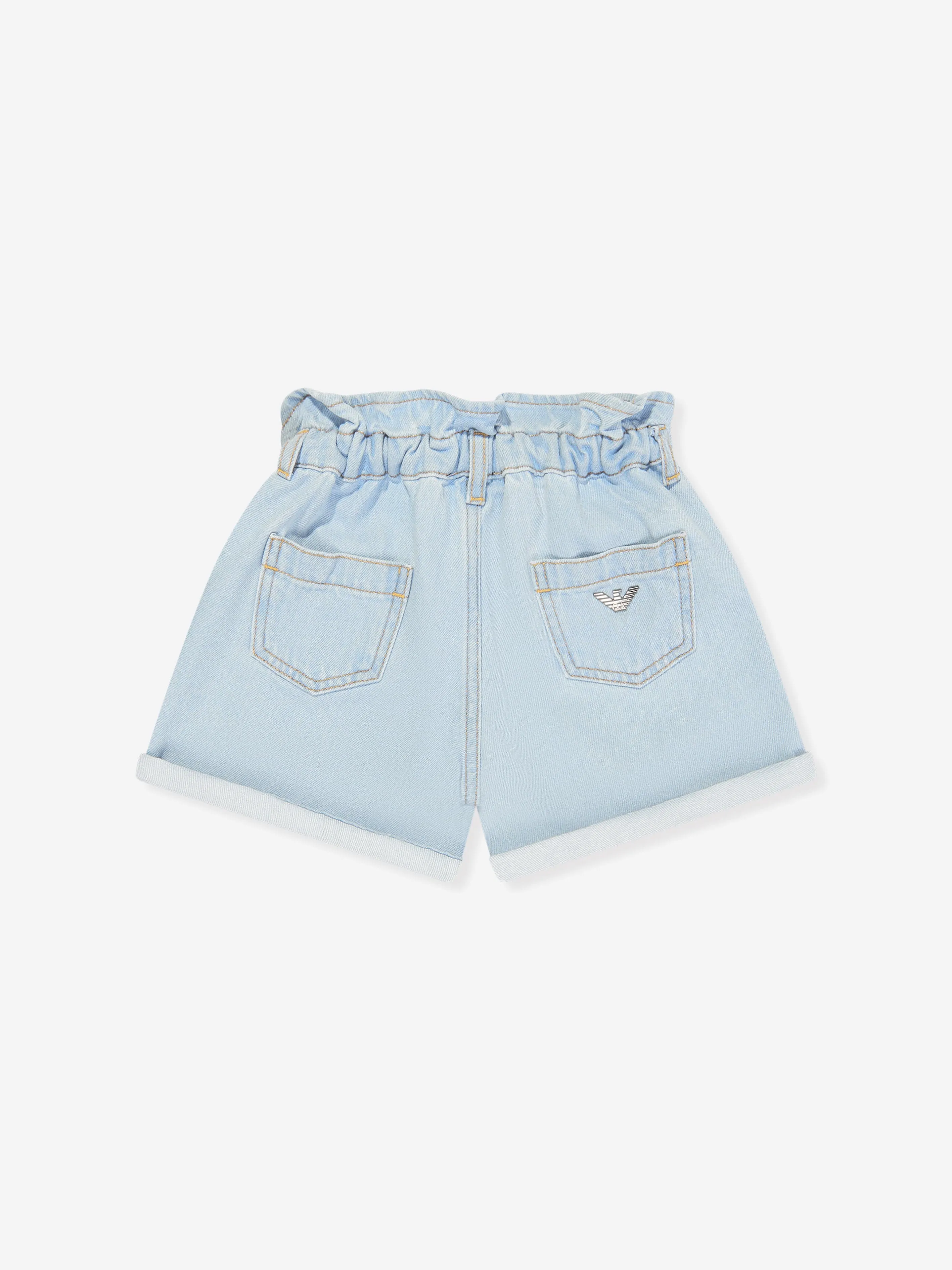 Emporio Armani Girls Denim Shorts in Blue