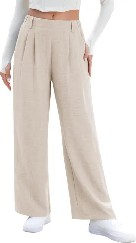 EVALESS Women's Wide Leg Pants High Waisted Business Work Casual Trousers 2025 Summer Comfy Palazzo Pants with Pockets