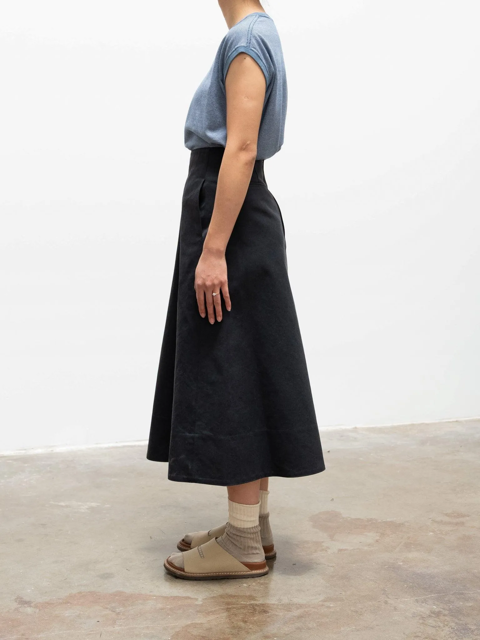 Finx Cotton Chino Flare Skirt - Navy