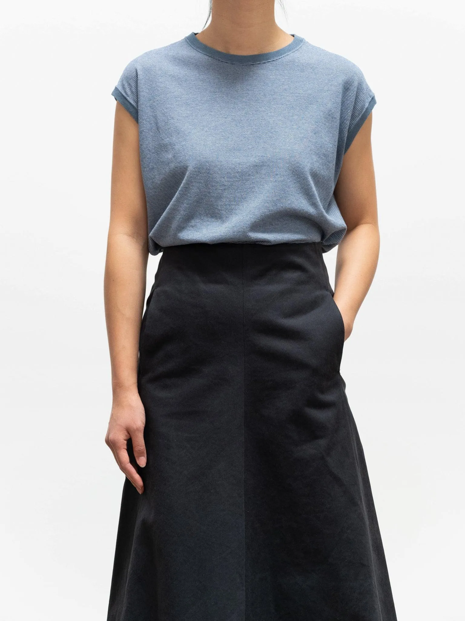 Finx Cotton Chino Flare Skirt - Navy