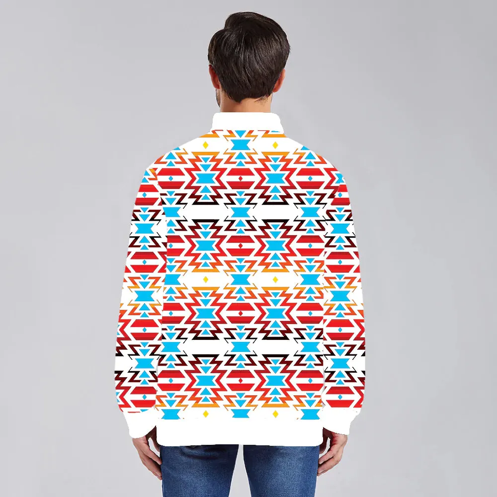 Fire Colors and Sky Zippered Collared Lightweight Jacket
