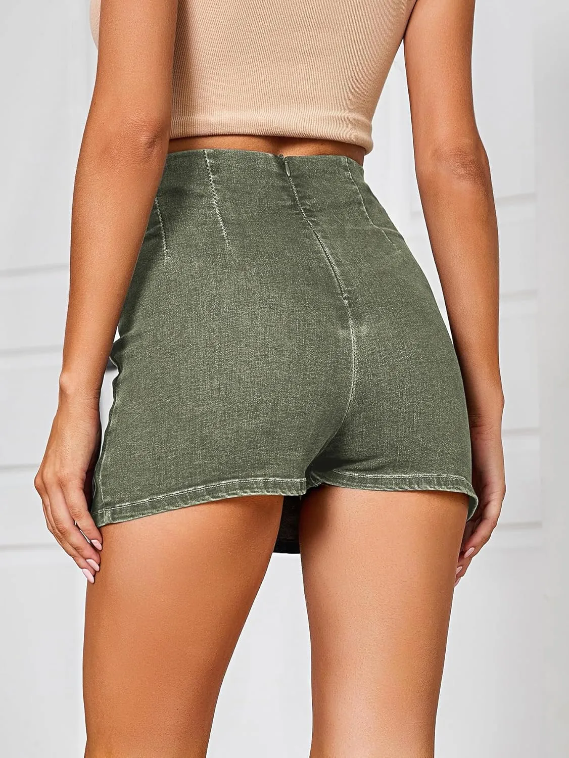 Floerns Women's Casual Split Hem High Waist Denim Skorts Skirt Shorts