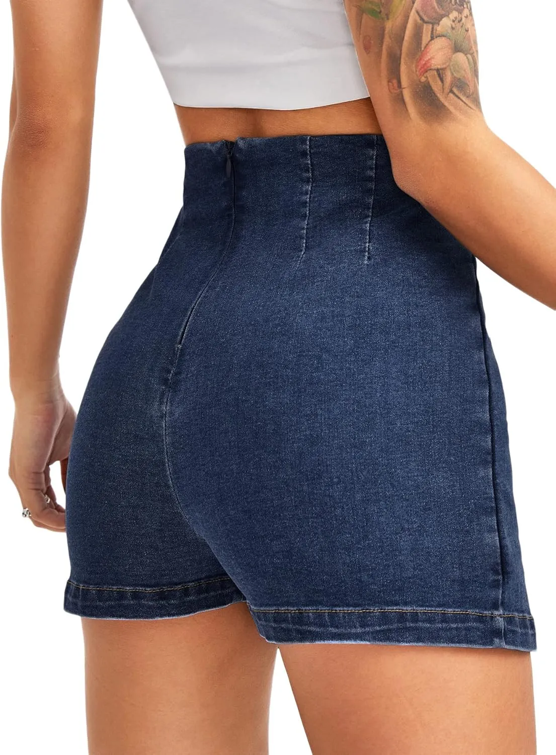 Floerns Women's Casual Split Hem High Waist Denim Skorts Skirt Shorts