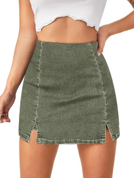 Floerns Women's Casual Split Hem High Waist Denim Skorts Skirt Shorts