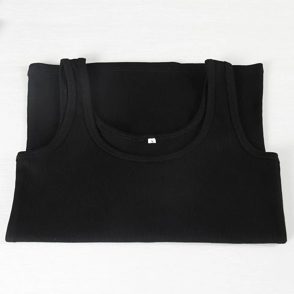 GEMBERA Women's Sleeveless Scoop Neck Ribbed Tank Tops Fitted Basic Cami Tee Shirts