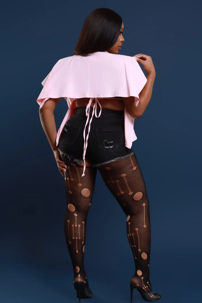 Girl Please High Rise Distressed Hourglass Shorts - Black