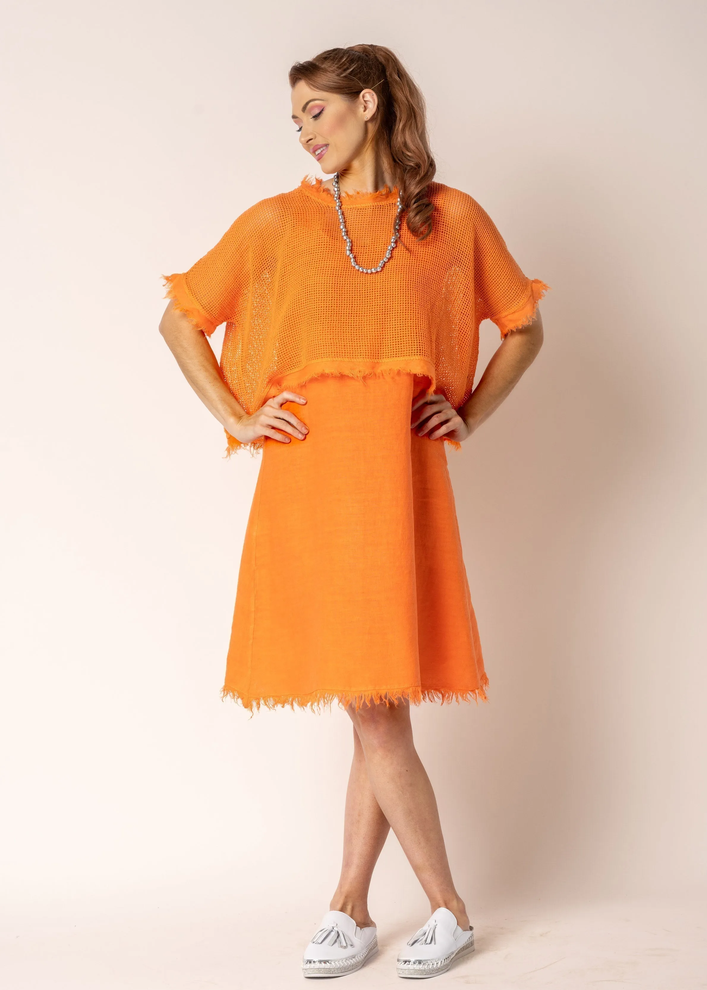 Hazel Cotton Top in Sunset Orange