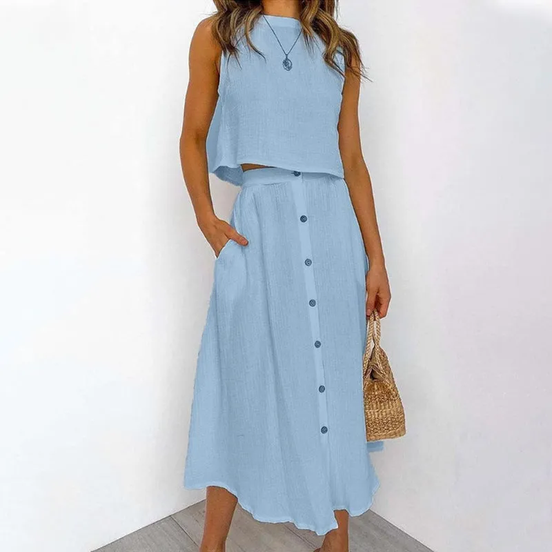 Holiday Leisure Cotton Two-pieces Suits