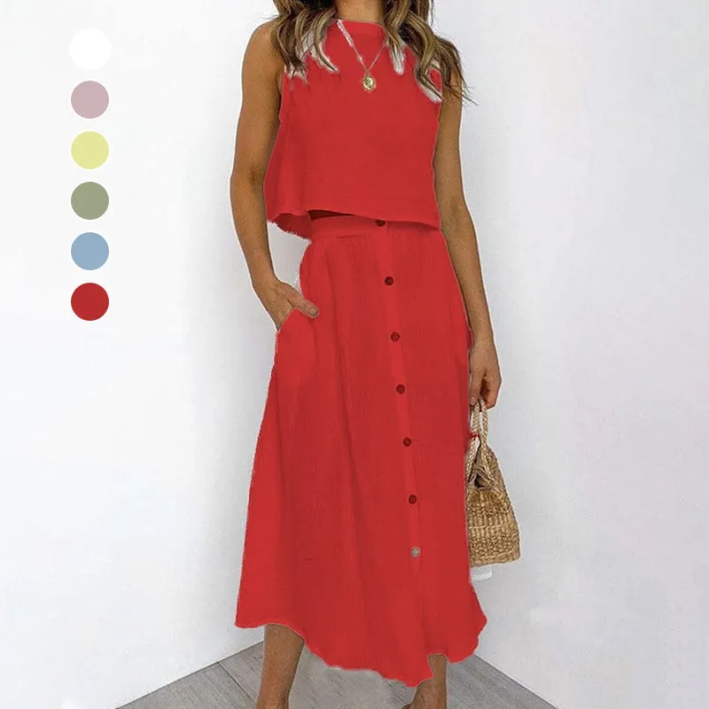 Holiday Leisure Cotton Two-pieces Suits