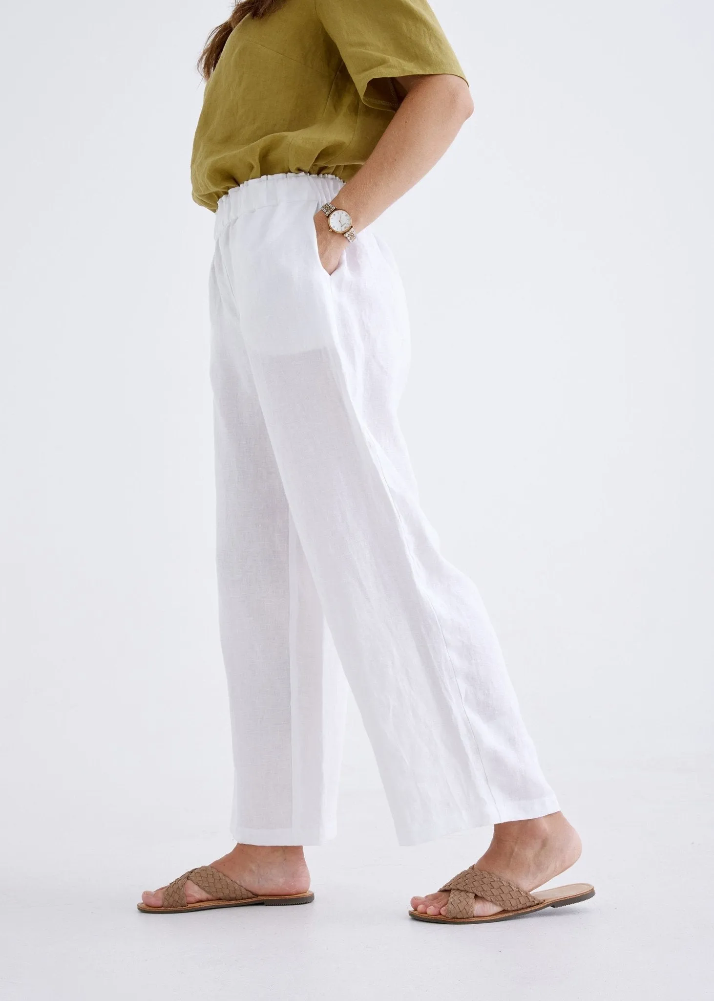 Lana Linen Pants in White