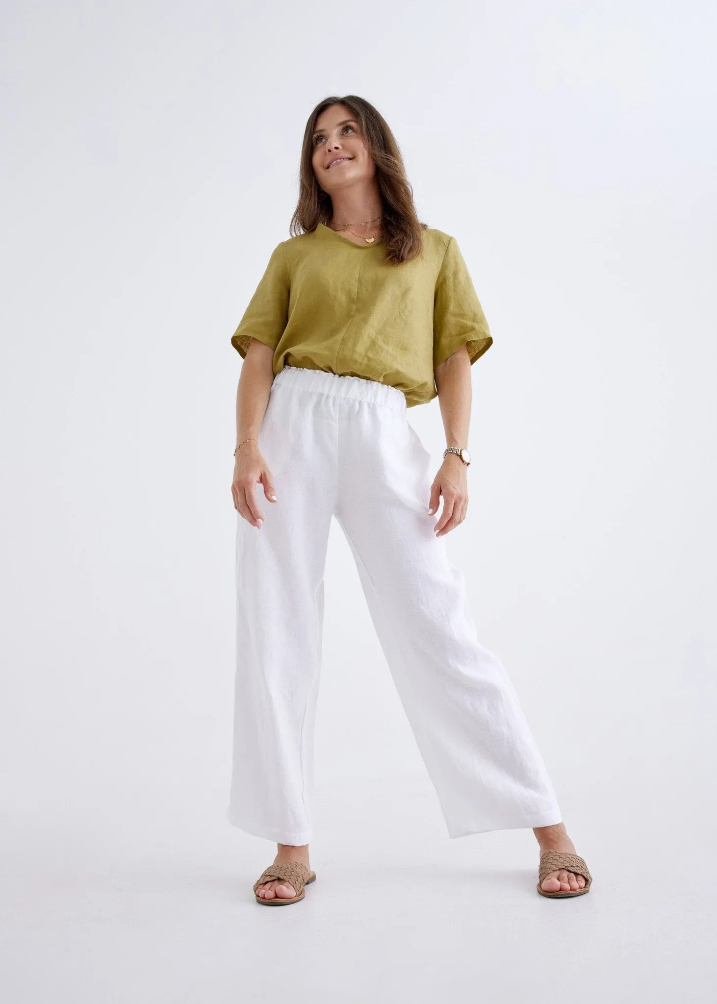 Lana Linen Pants in White