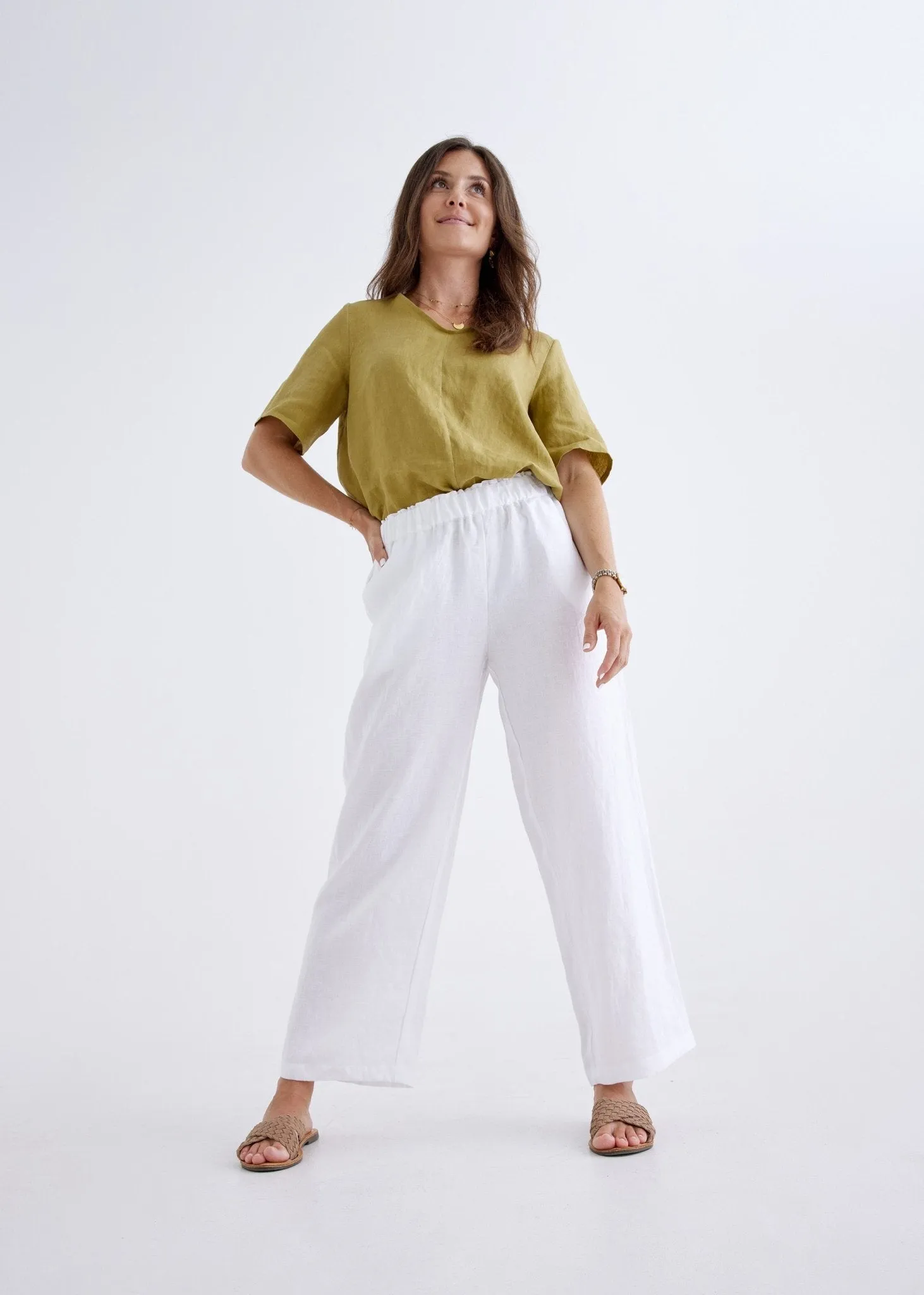 Lana Linen Pants in White