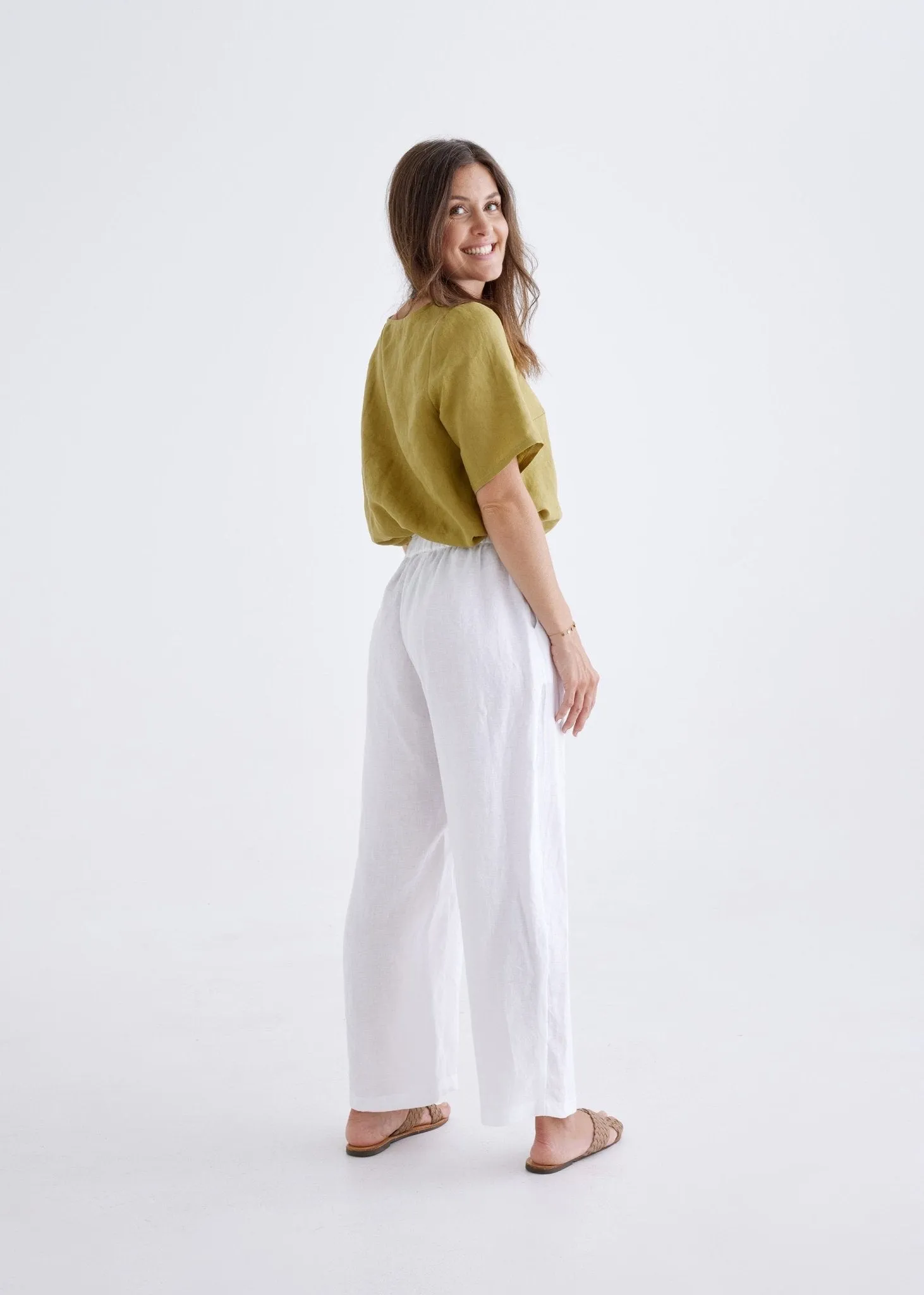 Lana Linen Pants in White