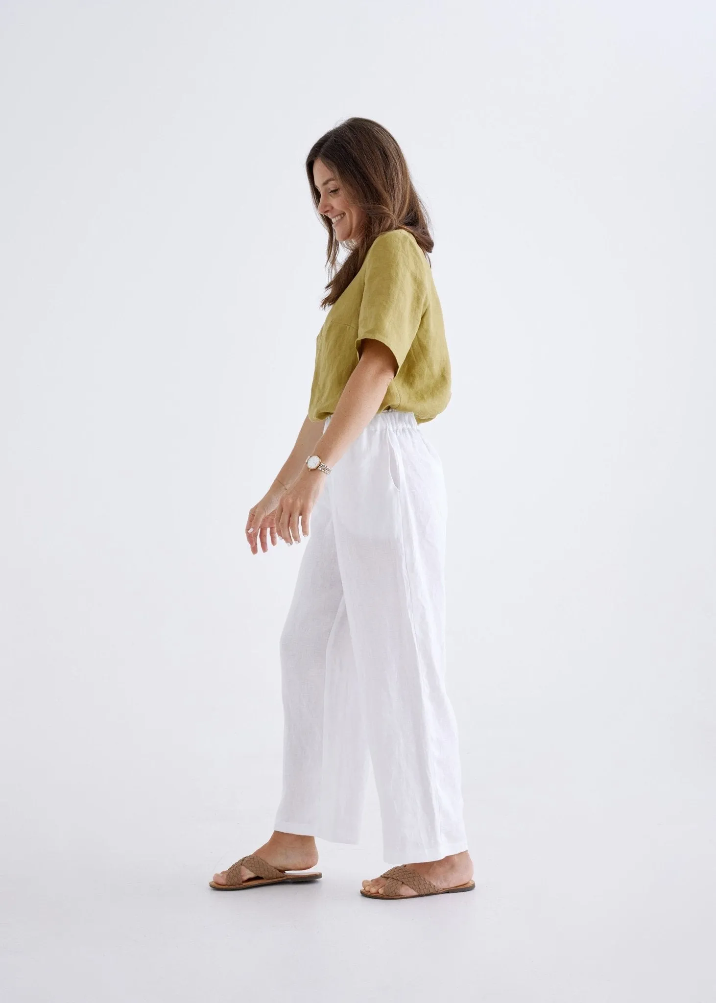 Lana Linen Pants in White