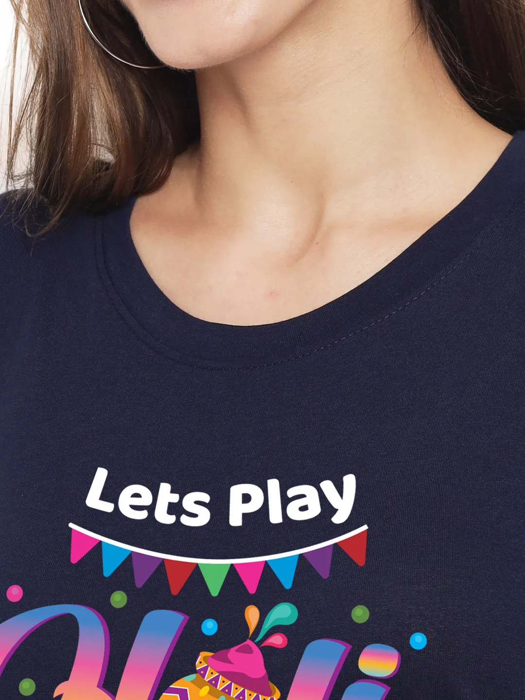 Lets Play Holi Women's Tshirt w/ Custom Name