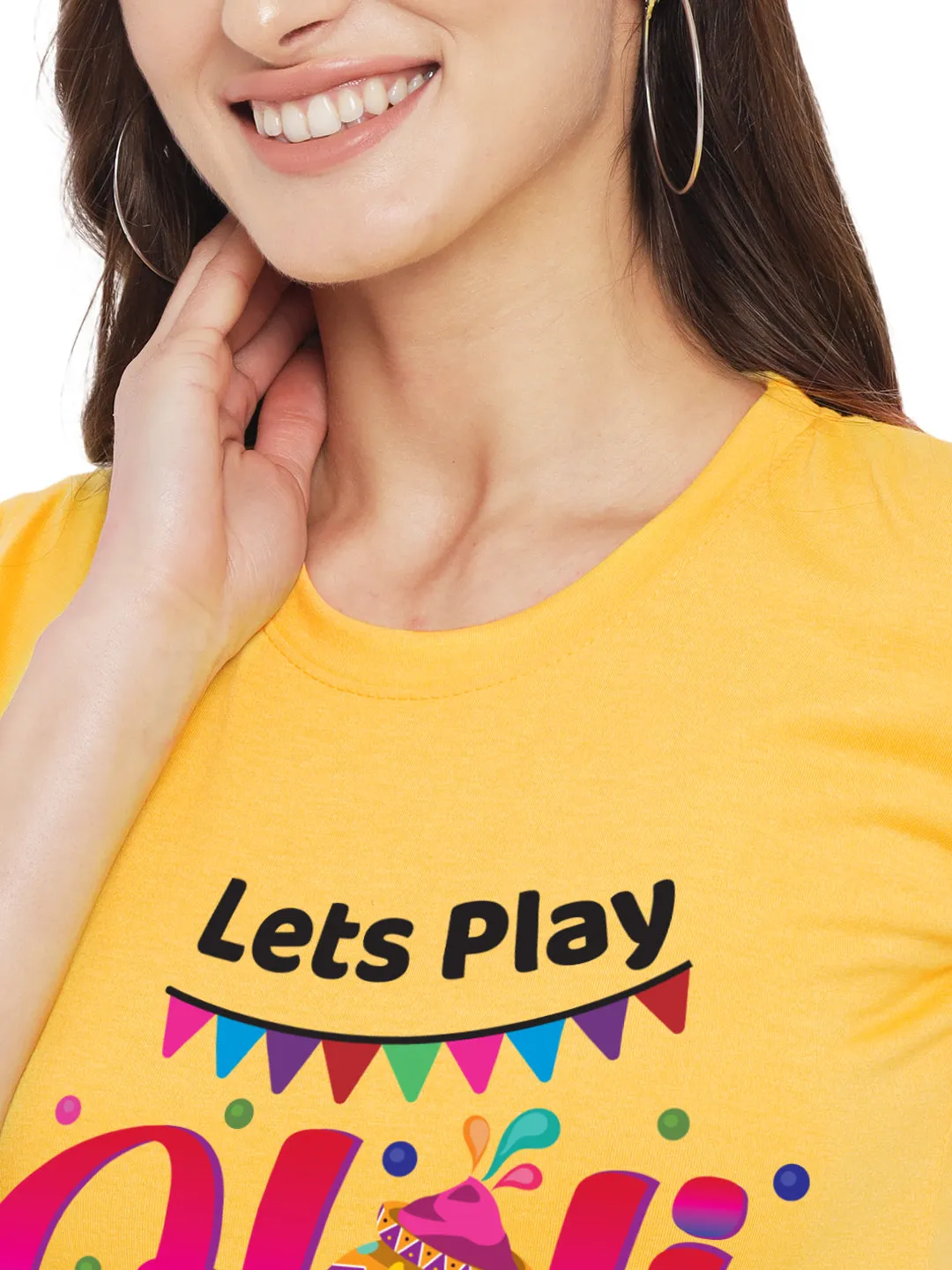 Lets Play Holi Women's Tshirt w/ Custom Name